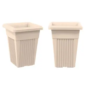 simpa 2PC Taupe Sovereign Pillar Upright Planters 32cm & 40cm Dia