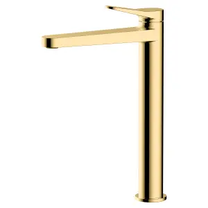 RAK Petit Tall Brushed Gold Modern Basin Tap Solid Brass