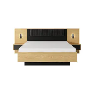 Elegant Oak Baltic & Black Ottoman Bed H1020mm W1670mm L2100mm - EU King with Underbed Storage