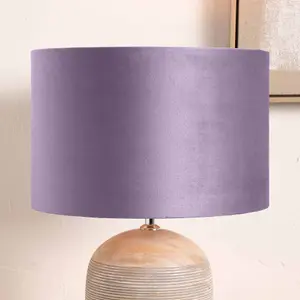 40cm Lilac Velvet Cylinder Table Lampshade Elegant Drum Floor Lamp Shade