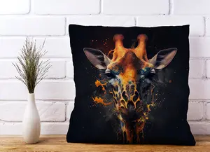 Golden Giraffe Face Splashart Cushions 45cm x 45cm