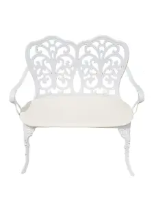 Cast Aluminium Love Seat Bench - White