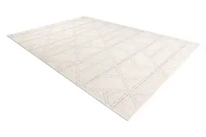 Carpet JERSEY 19241 cream - Rhombuses, geometric structural, loop BOHO 180x270 cm