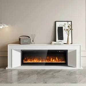 COSTWAY 102 cm Electric Fireplace Wall Mounted/Recessed/Freestanding 750W/1500W Fireplace Heater