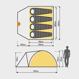 Eurohike Cairns 4 Man Deluxe Nightfall Tent with Darkened Bedroom
