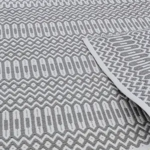 Grey Outdoor Rug, Geometric Stain-Resistant Rug For Patio Decks Garden Balcony, 2mm Modern Outdoor Rug-66 X 240cmcm (Runner)