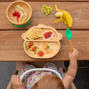 5pc Bamboo Monkey Baby Weaning Set - Pastel Pink