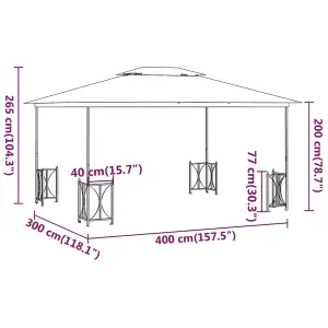 Berkfield Gazebo with Sidewalls&Double Roofs 3x4 m Cream