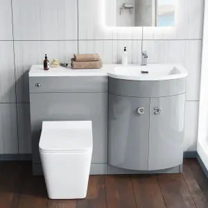 Nes Home Right Hand 1100mm Vanity Basin Unit & Elora Back To Wall Toilet Grey