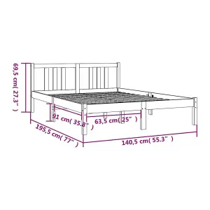 Berkfield Bed Frame Black Solid Wood 135x190 cm Double