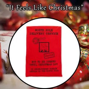 Christmas Sack Jumbo Felt Printed Sack X 1 60cm x 90cm Red