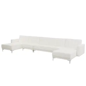 Large Sofa ABERDEEN White Faux Leather Reversible