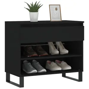 Berkfield Shoe Cabinet Black 70x36x60 cm Engineered Wood