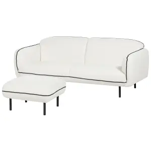 Boucle Sofa with Ottoman White TONSBERG