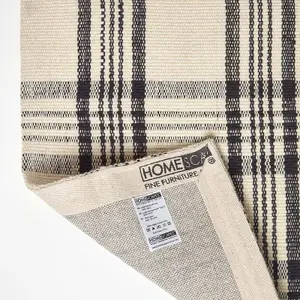 Homescapes Logan Black and White Tartan Check Non-Slip 100% Wool Rug, 150 x 240 cm