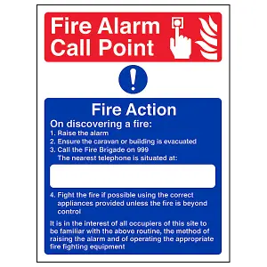 Caravan Site Safety Fire Action Sign - Adhesive Vinyl - 150x200mm (x3)