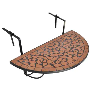 Berkfield Hanging Balcony Table Terracotta Mosaic