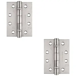 2 PACK - PAIR Grade 11 Heavy Duty Ball Bearing Hinge - 102 x 76mm Bright Stainless Steel