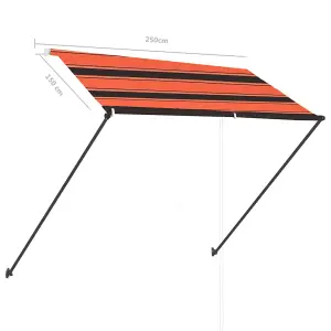 Berkfield Retractable Awning with LED 250x150 cm Orange and Brown