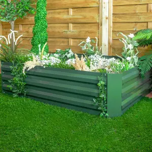 Rectangle Metal Raised Garden Bed - Green Steel Outdoor Planter Box for Growing Veg, Fruit, Herbs & Flowers - H30 x W120 x D90cm