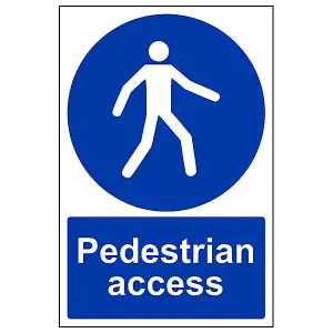 Pedestrian Access Public Safety Sign - Adhesive Vinyl - 200x300mm (x3)