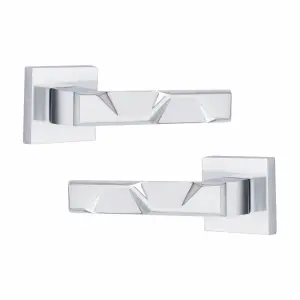 1 Pair Modern Nova Design Polished Chrome Premium Door Handles Square Rose - Golden Grace