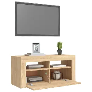 vidaXL TV Cabinet with LED Lights Sonoma Oak 90x35x40 cm