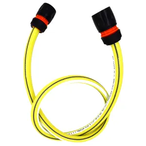 Garden Hose Pipe, Outdoor Tap to Reel Connection Set, 4 Layer Non-Toxic 1/2" Hose (Yellow, 3 m / 9.84 ft + 2 Quick Connectors)