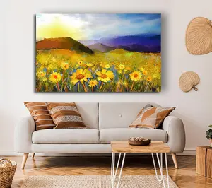 Yellow Mountain Sunrise Canvas Print Wall Art - Medium 20 x 32 Inches