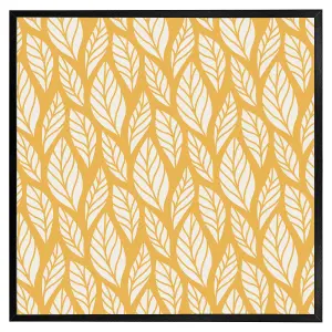 White leaf pattern on orange (Picutre Frame) / 30x30" / Brown