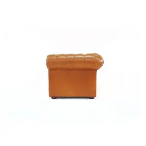 Chesterfield 2 Seater Buttoned Seat Sofa Old English Tan Real Leather In Classic Style