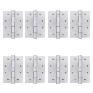 AFIT Satin Chrome Door Hinges - 4 Inch / 102mm  Internal Fire Door Hinges - 4 Pairs