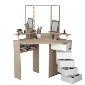 parisot Corner dressing table white/oak affect