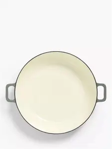 John Lewis Cast Iron Shallow Casserole, 31Cm, Ombre Green