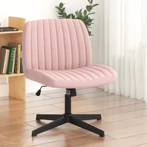 Stylish Armless Office Chair with Height Adjustable, Wide Seat, Perfect for Home Office and Bedroom-Pink