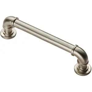 Pipe Design Cabinet Pull Handle 128mm Fixing Centres 12mm Dia Satin Nickel