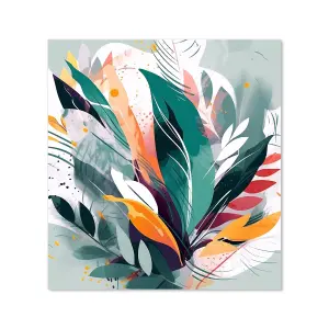 Coloured Abstrace Feather Leaves Premium Glass Kitchen Splashback W900mm x H650mm