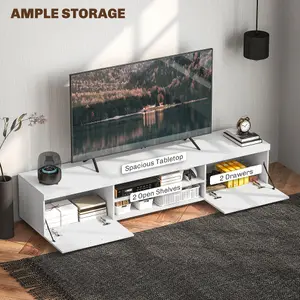 HOMCOM Modern Unit for TV w/ Cabinet Shelf for Living Room White