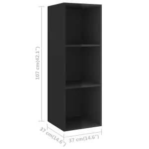 Berkfield Wall-mounted TV Cabinet High Gloss Black 37x37x107 cm Engineered Wood