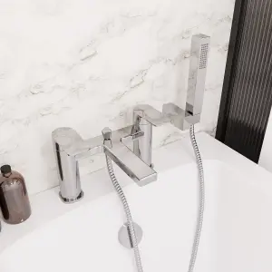 Nes Home Modern Deck Mounted Chrome Bath Shower Mixer Tap with Shower Handset