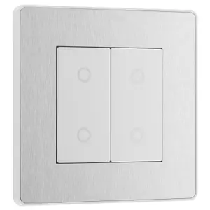 BG Evolve Brushed Steel 200W Double Touch Dimmer Switch 2-Way Secondary