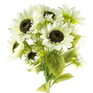 88cm White Artificial Sunflower - 3 heads