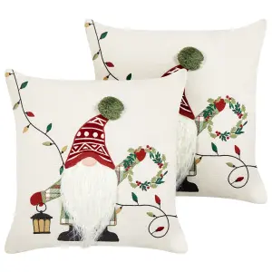 Set of 2 Cushions GNOME 45 x 45 cm For Kids White