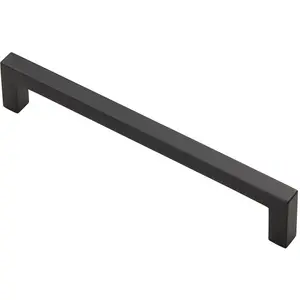 2x Square Block Pull Handle 170 x 10mm 160mm Fixing Centres Matt Black