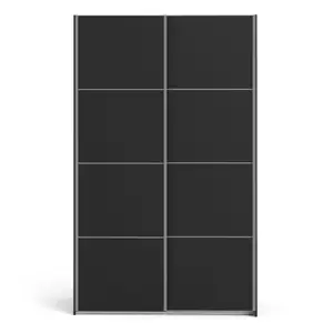 Verona Sliding Wardrobe 120cm in Black Matt with Black Matt Doors with 2 Shelves