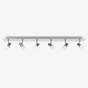 ValueLights Consul Silver Ceiling Bar Spotlight and GU10 Spotlight LED 5W Warm White 3000K Bulbs