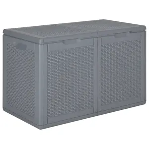 Berkfield Garden Storage Box Grey PP Rattan 180 L