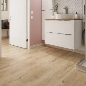 GoodHome Rowley Natural Wood effect Laminate Flooring, 1.995m²