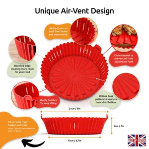 WAFE Round Air Fryer Liner for Tower and Ninja Air Fryer (Set of 2) Red