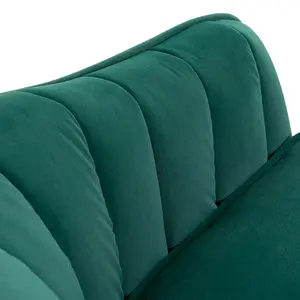 HOMCOM Velvet-Look Shell Shaped Chair with Thick Padded Seat, Green